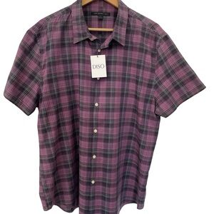 John Varvatos Short Sleeve Button Up - Purple Plaid